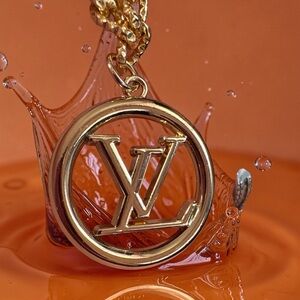 Louis Vuitton up cycled Gold Logo Necklace